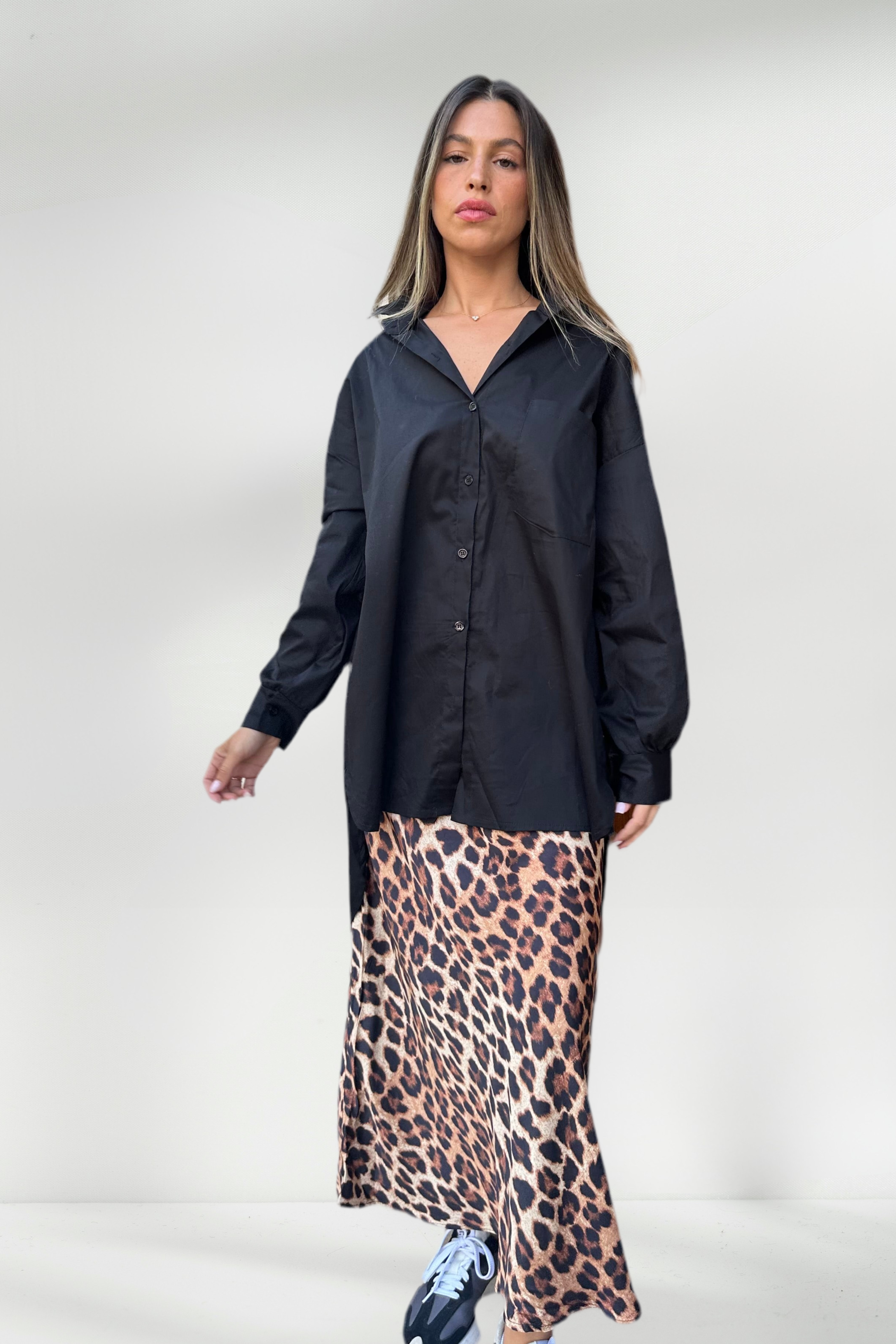 DANAE LEOPARD-PRINT SATIN MAXI SKIRT