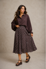 Monique Polka Dot Pleated Midi Skirt