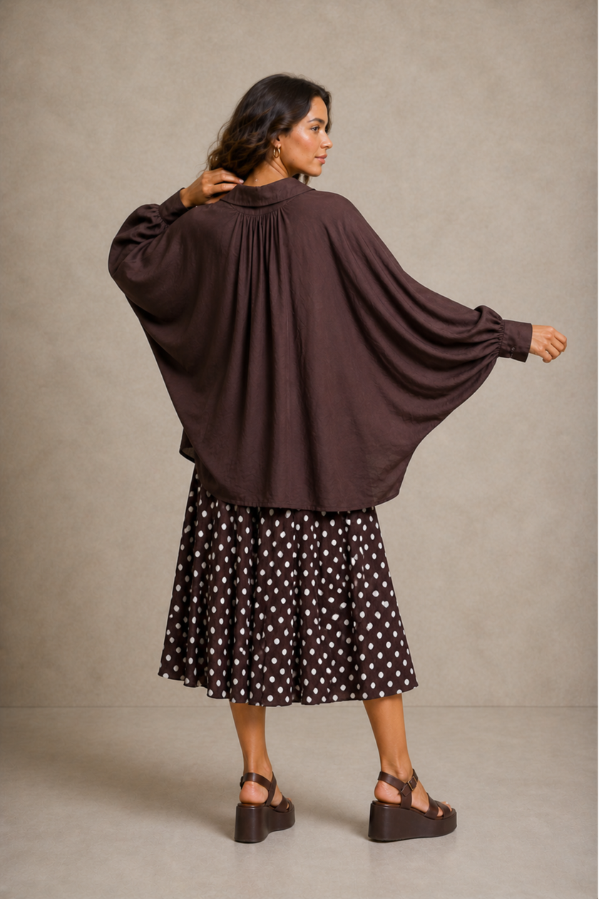 Monique Polka Dot Pleated Midi Skirt