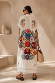 Anna Vibrant Floral Maxi Shirt Dress