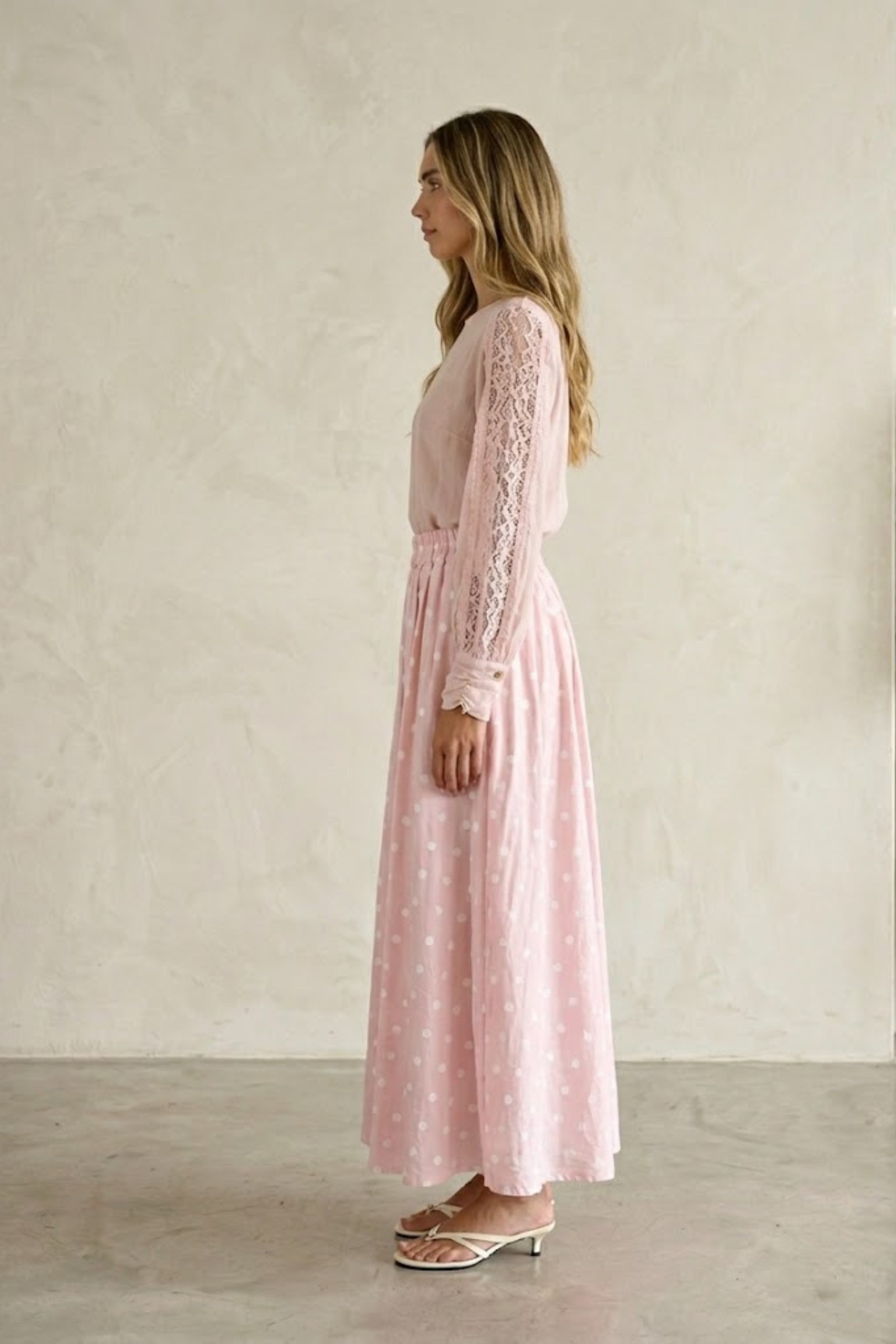 Reina Polka Dot Flowy Maxi Skirt