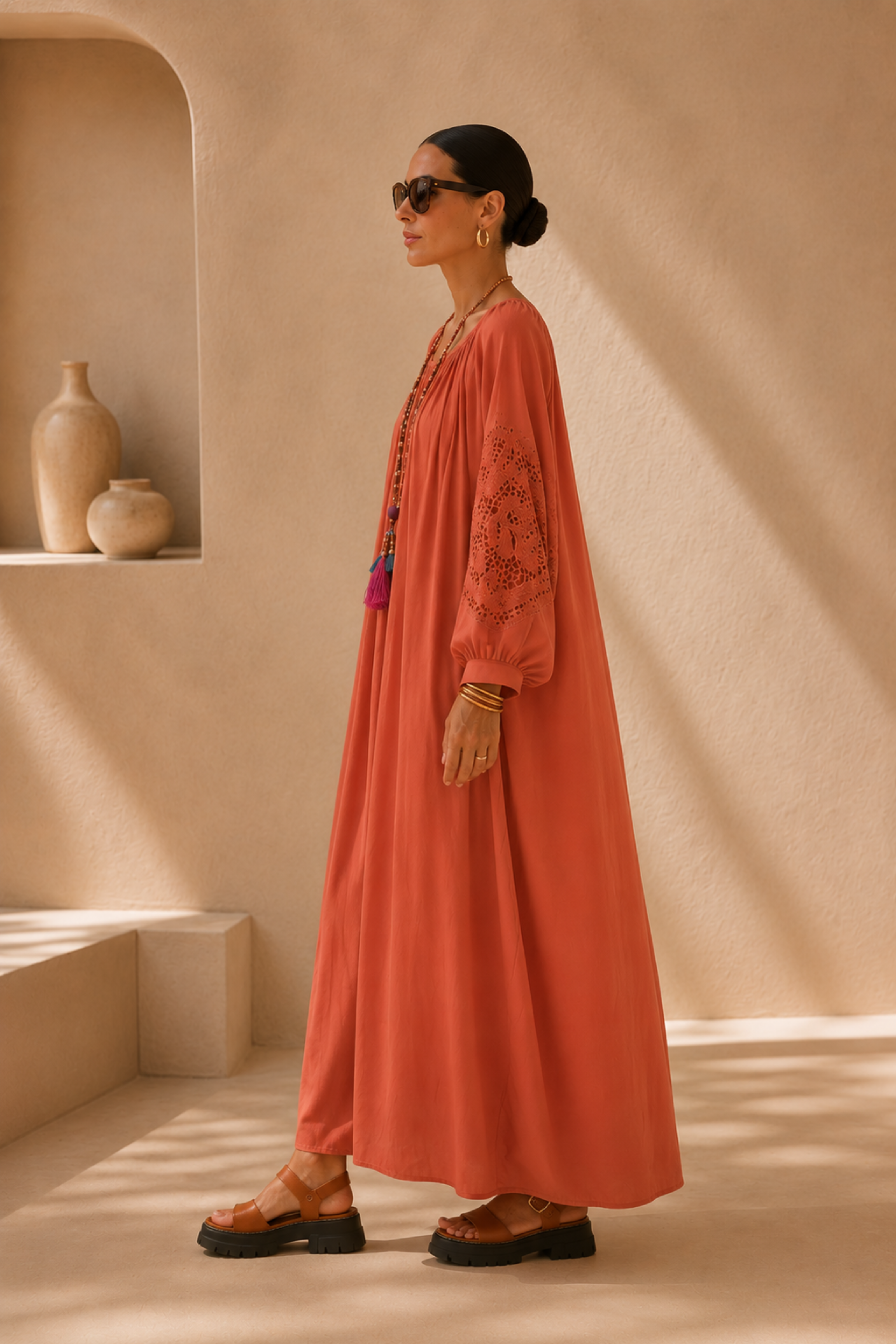 Chiara Eyelet Sleeve Maxi Dress