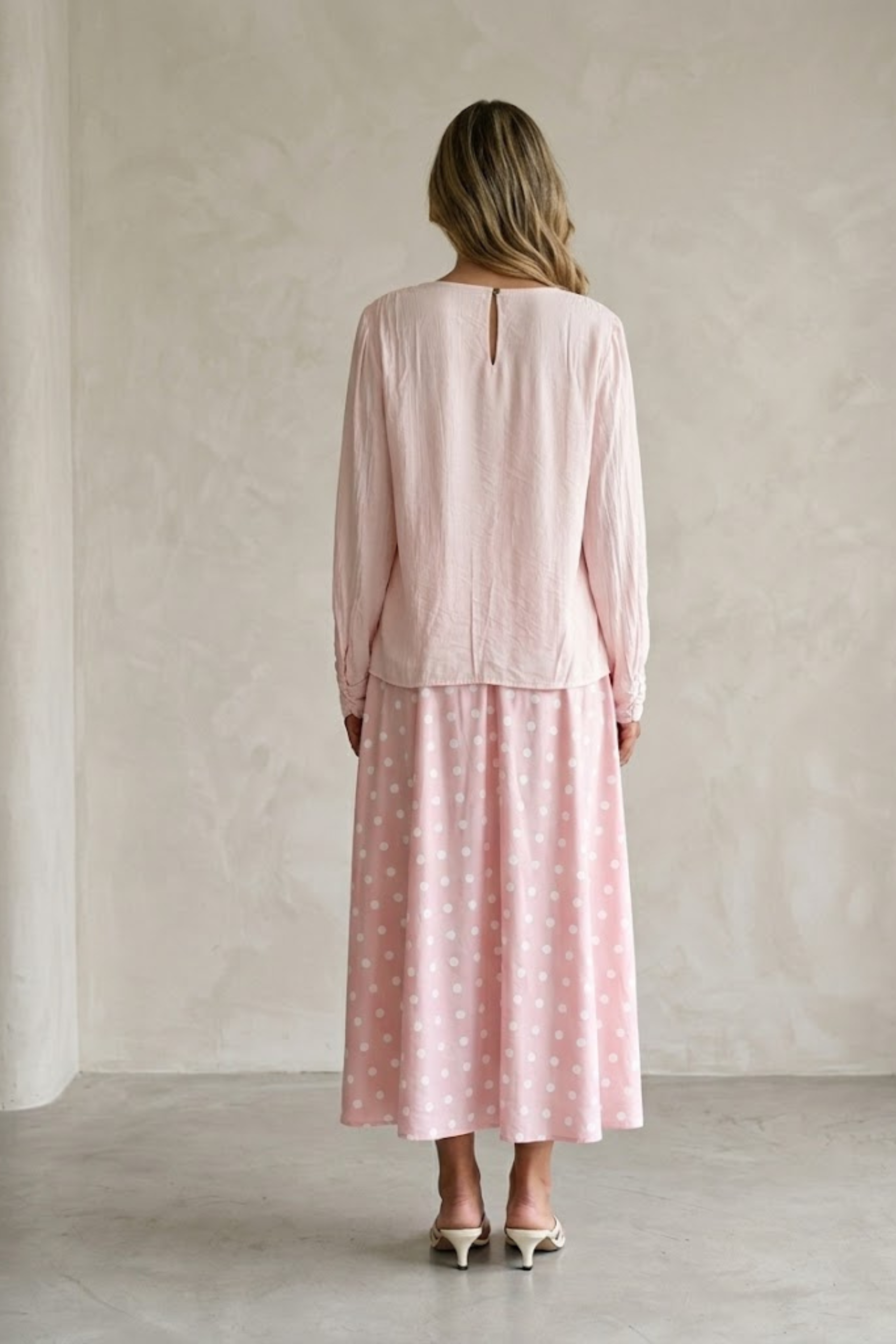 Reina Polka Dot Flowy Maxi Skirt