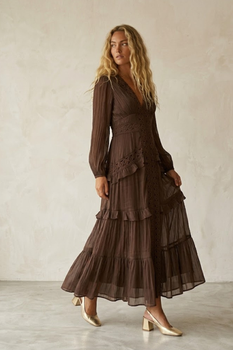 Elise Elegant Ruffled Maxi Dress