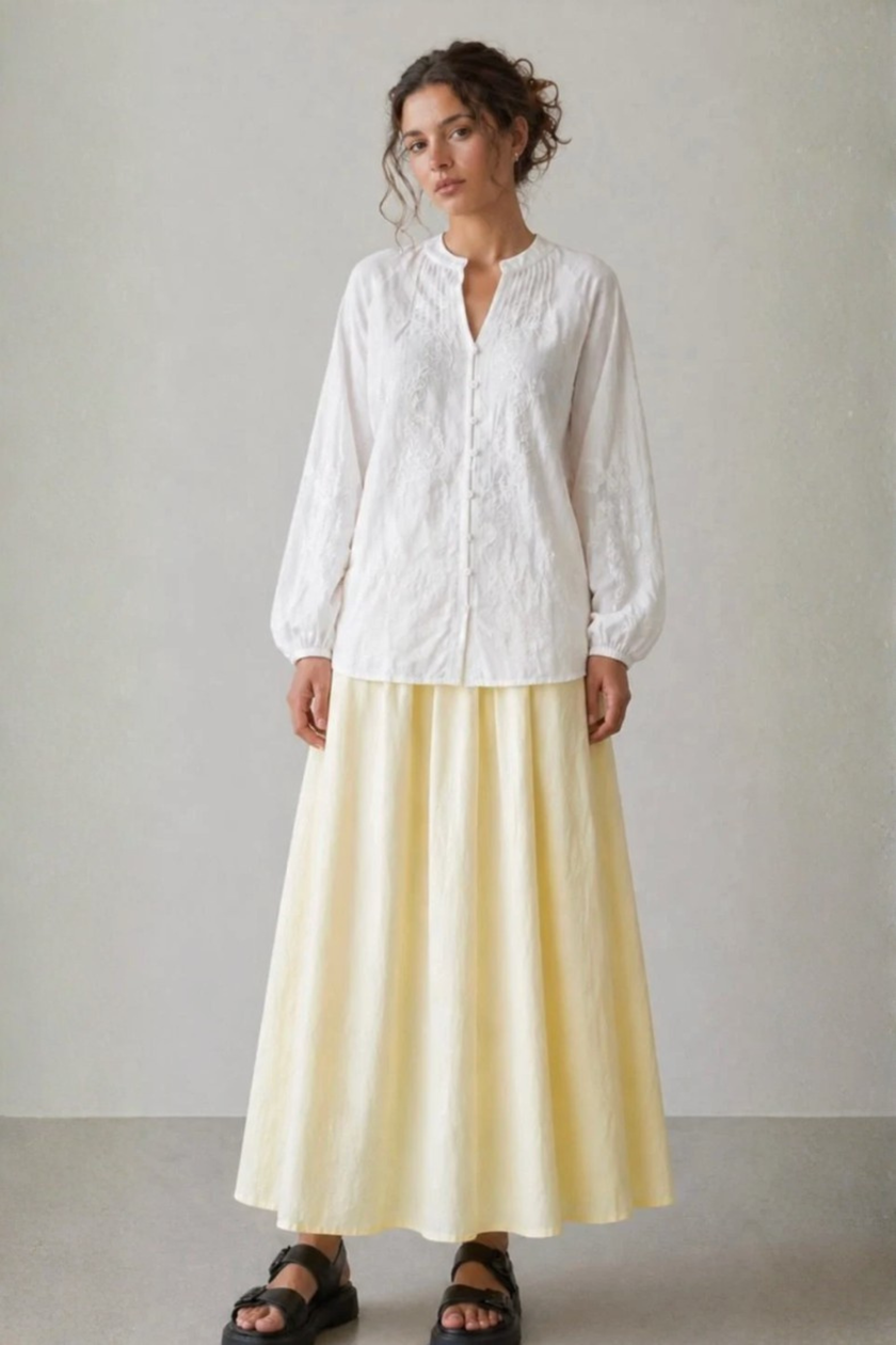 Clemence Embroidered White Blouse