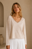 Nava Striped V-Neck Top