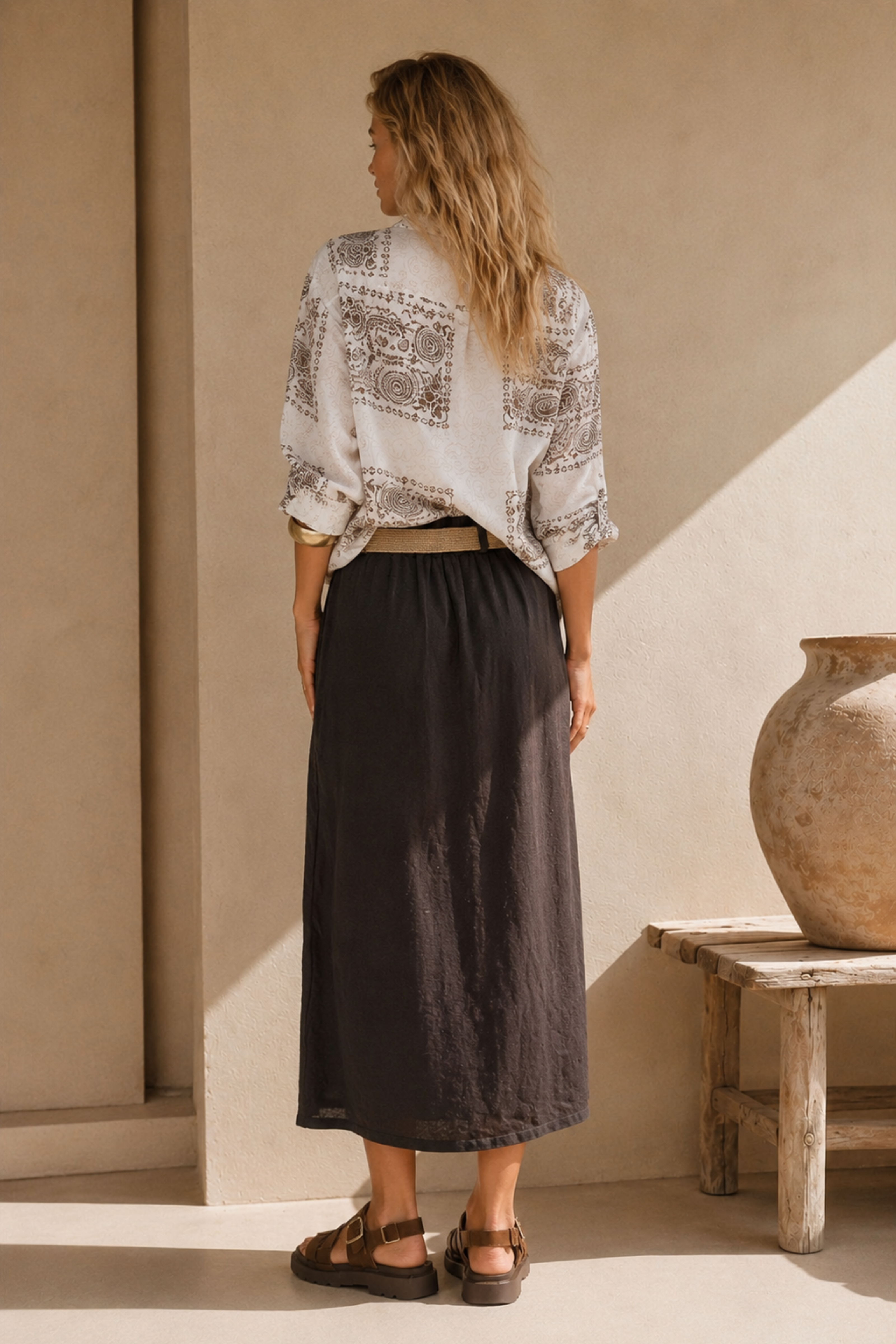 Barbara Button-Down Midi Skirt
