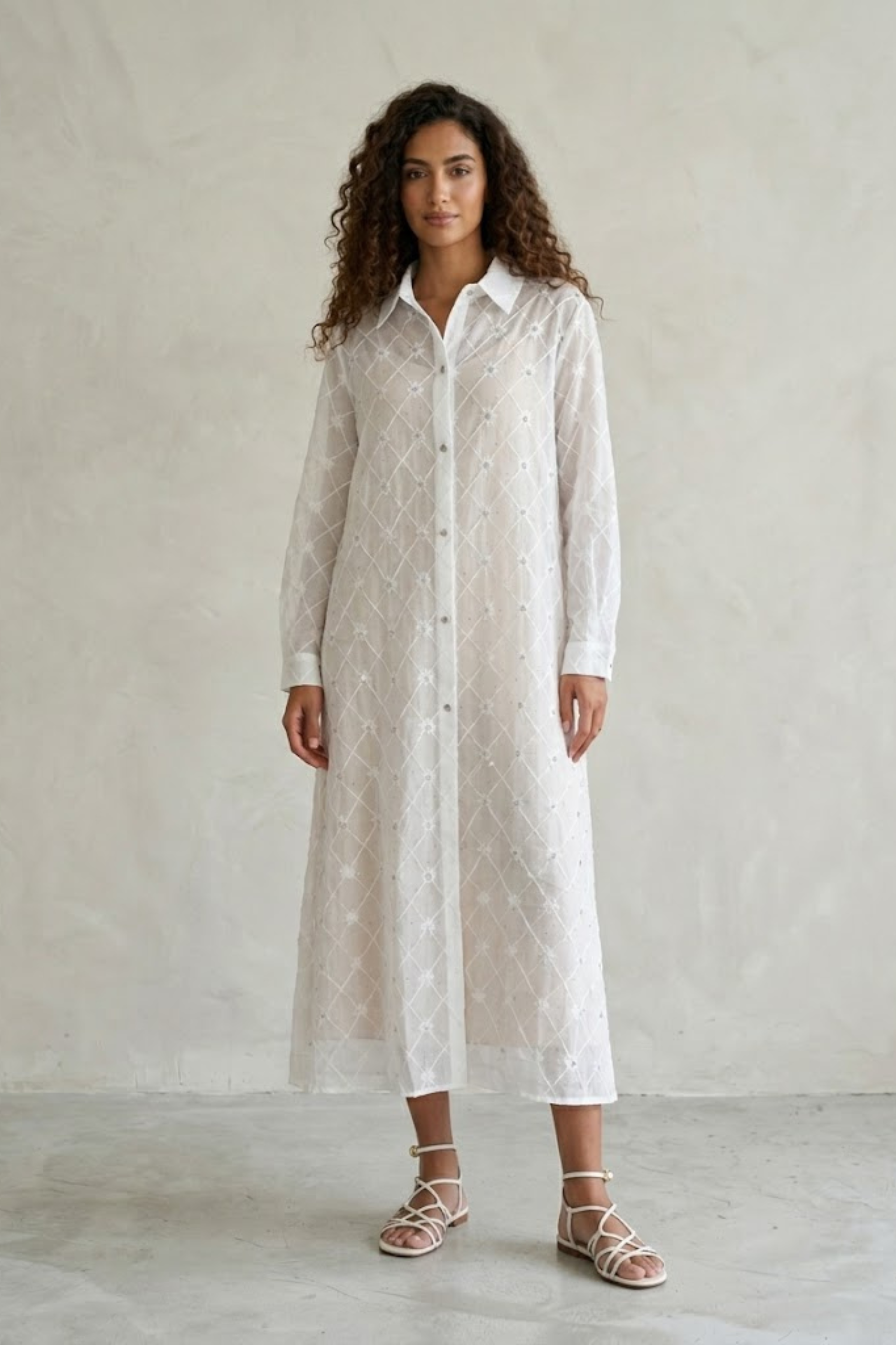 Amira Embroidered White Shirt Dress