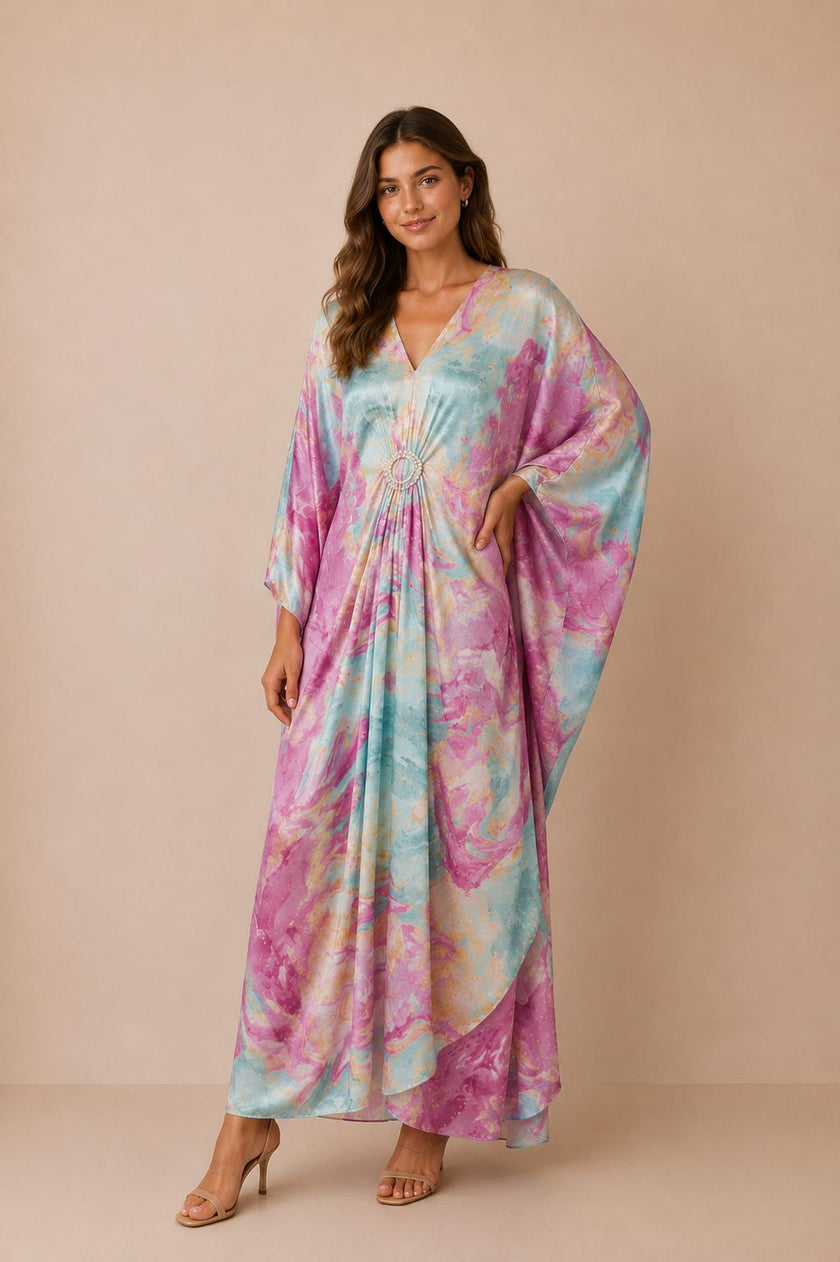 Reina Satin Kaftan Dress