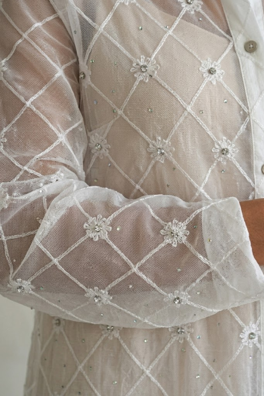 Amira Embroidered White Shirt Dress