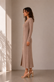 Victoria Dress – Ribbed Knit Buttoned Maxi Dress
