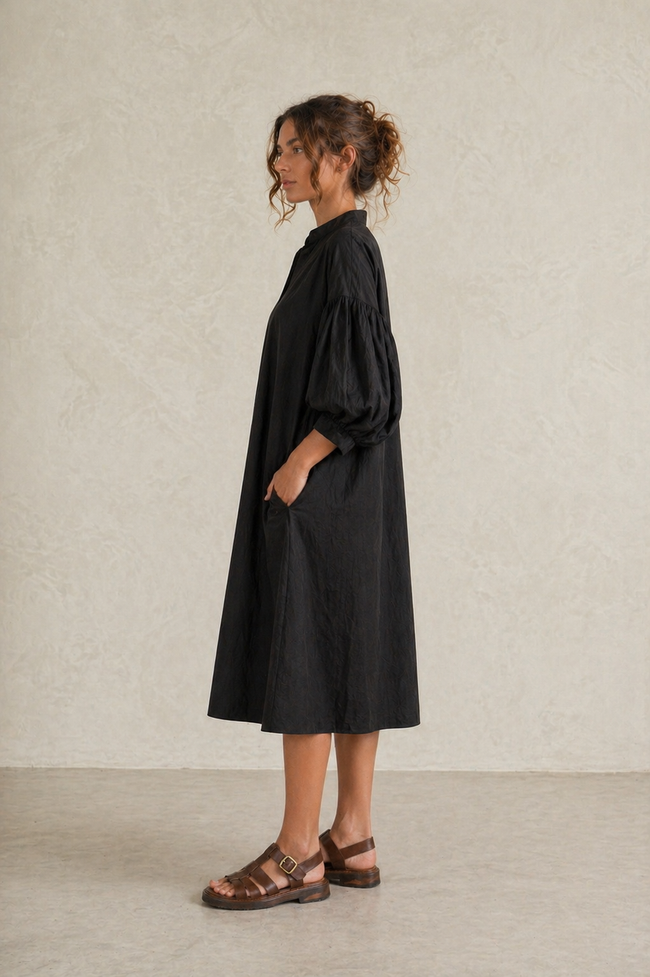 Victoria Black Oversized Shirt Dress
