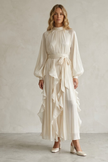Celeste Pleated Ivory Maxi Dress