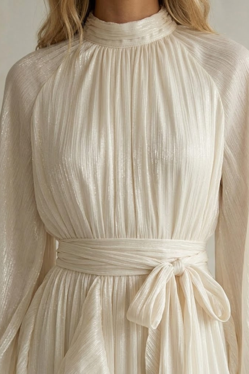 Celeste Pleated Ivory Maxi Dress