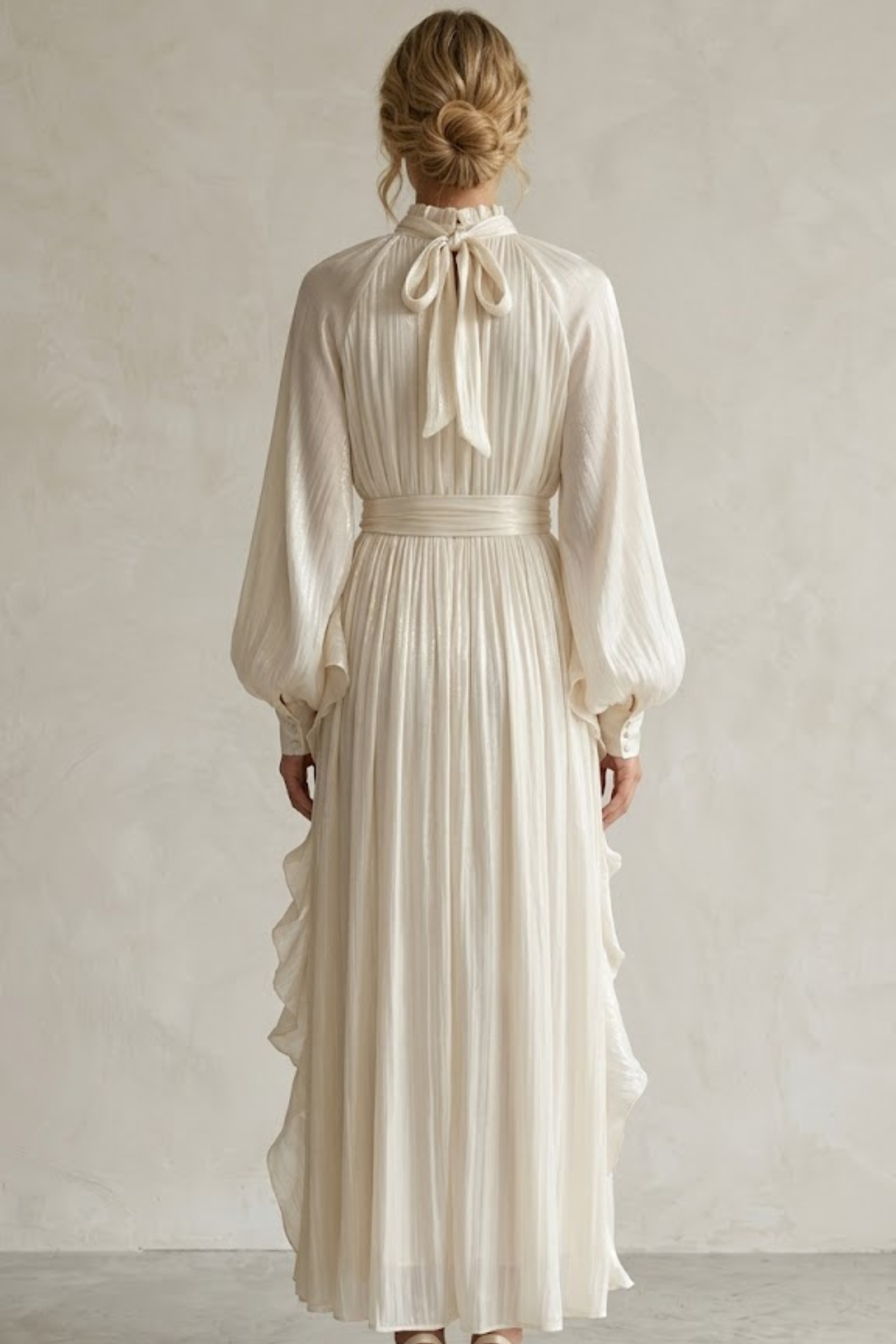 Celeste Pleated Ivory Maxi Dress