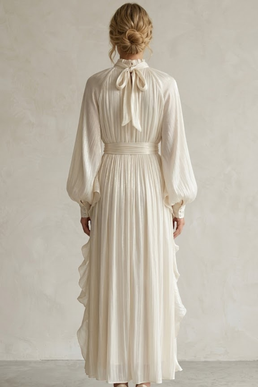 Celeste Pleated Ivory Maxi Dress