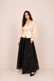 Megan Black Floral Jacquard Maxi Skirt
