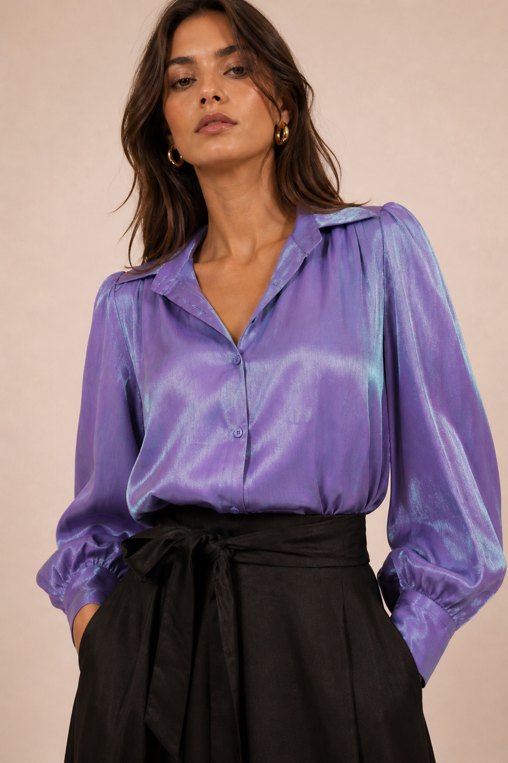 Miranda Iridescent Satin Blouse