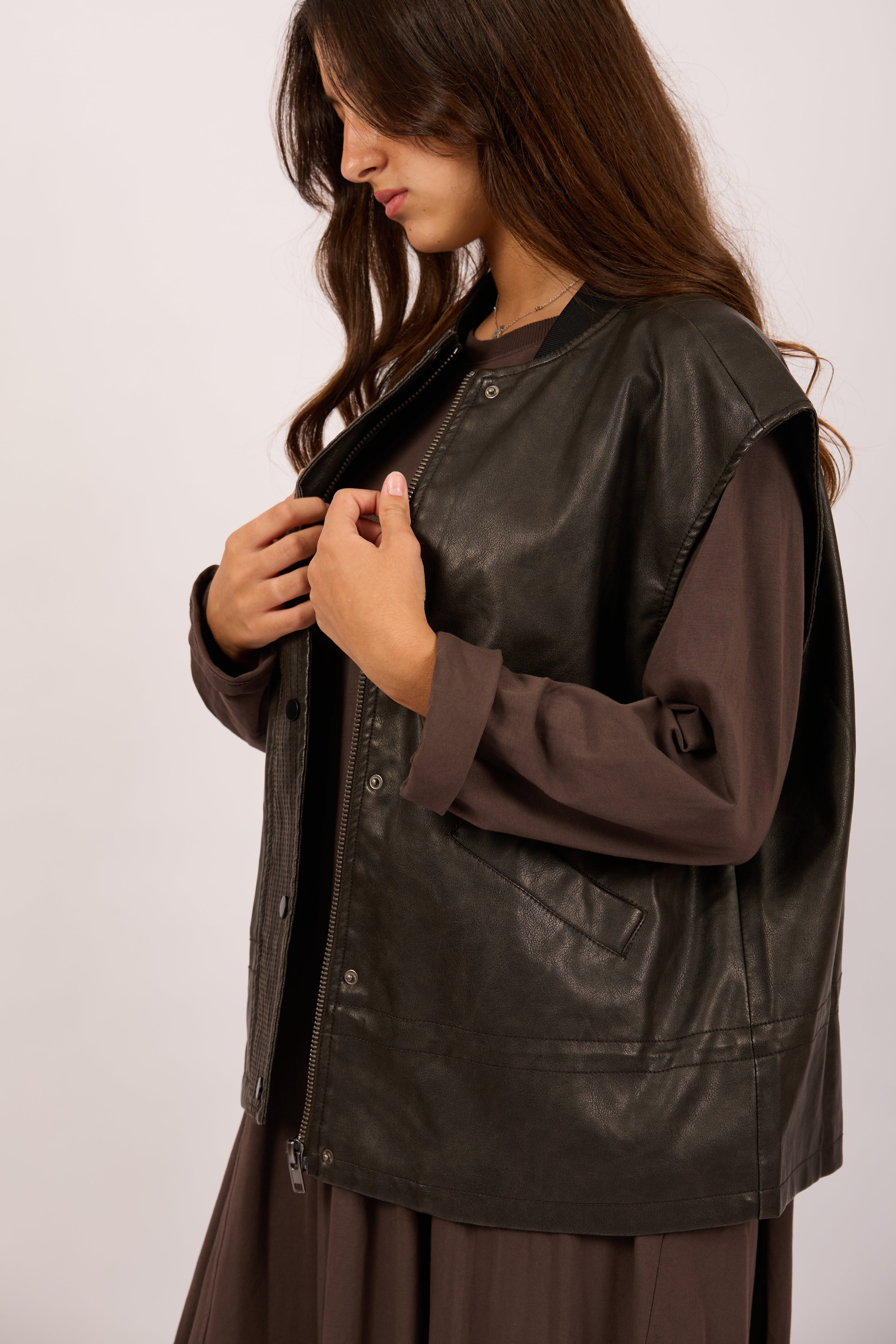 Minda Faux Leather Vest