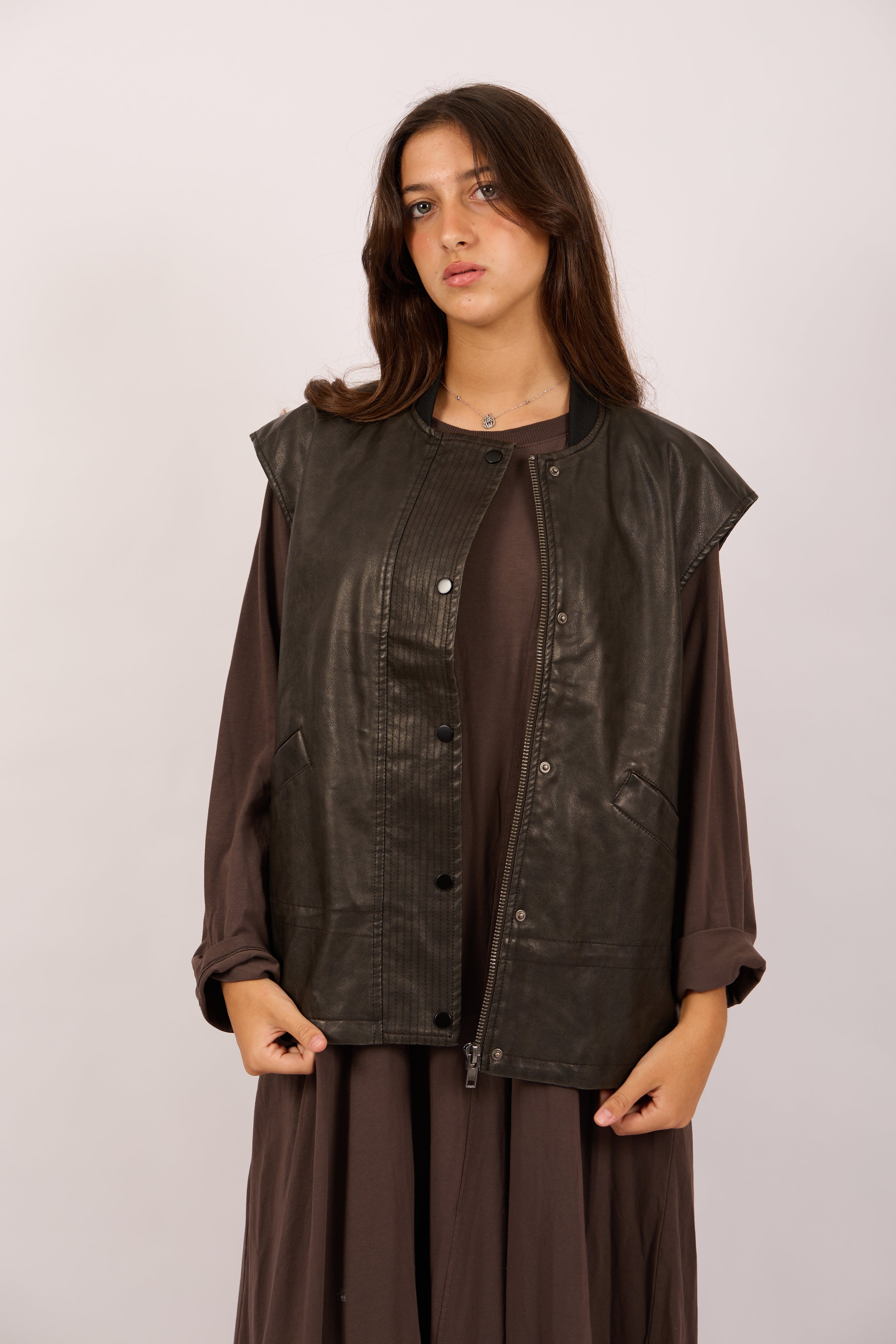 Minda Faux Leather Vest