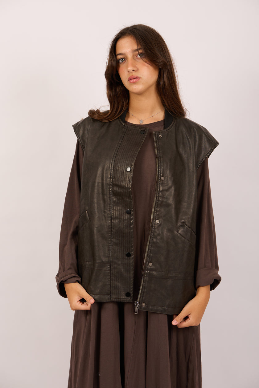 Minda Faux Leather Vest