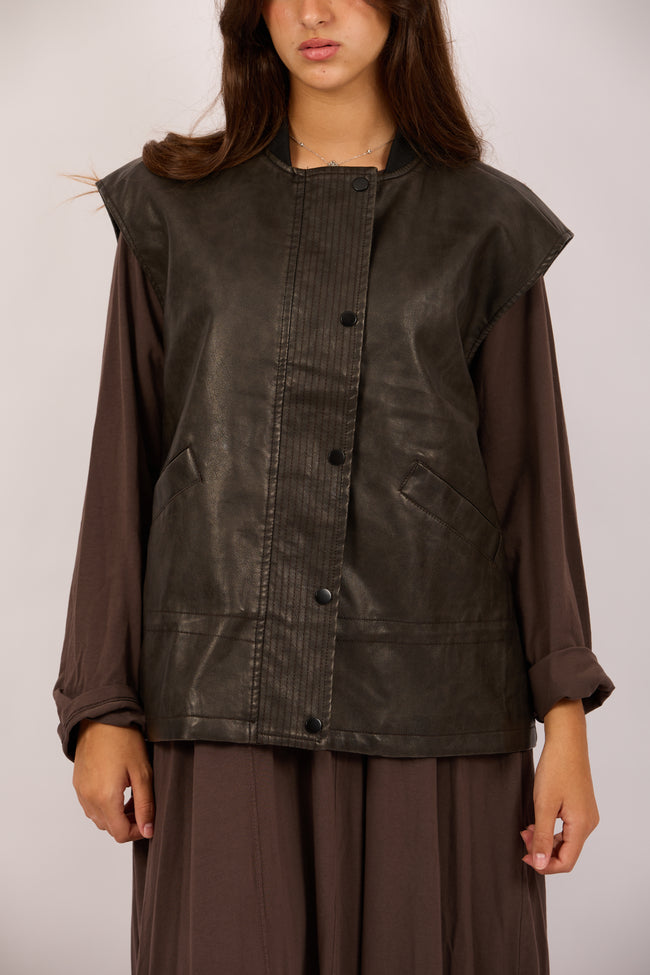 Minda Faux Leather Vest