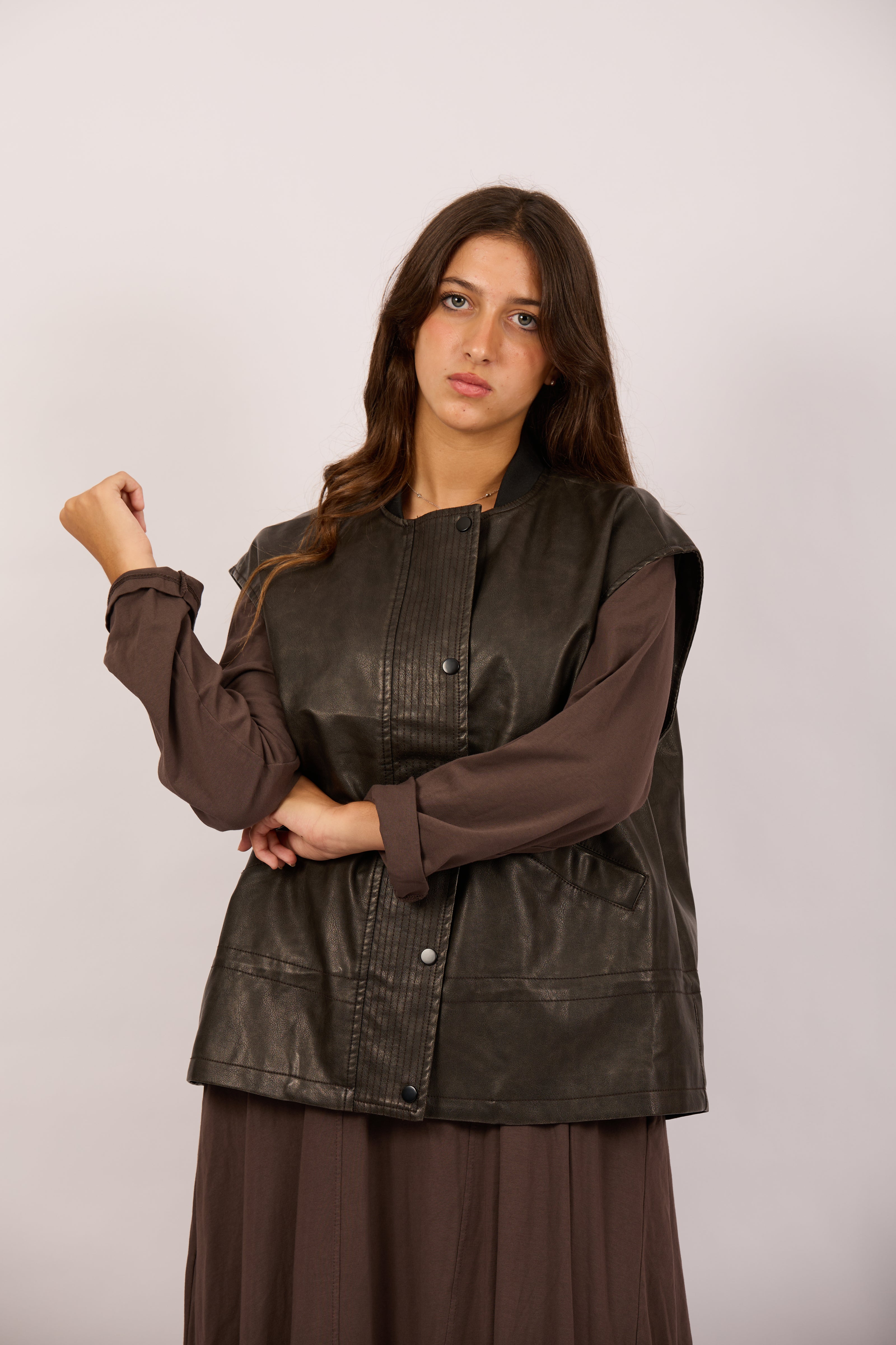Minda Faux Leather Vest