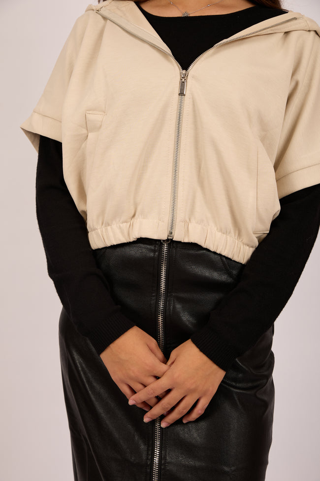 Mila Cropped Hooded Zip Jacket
