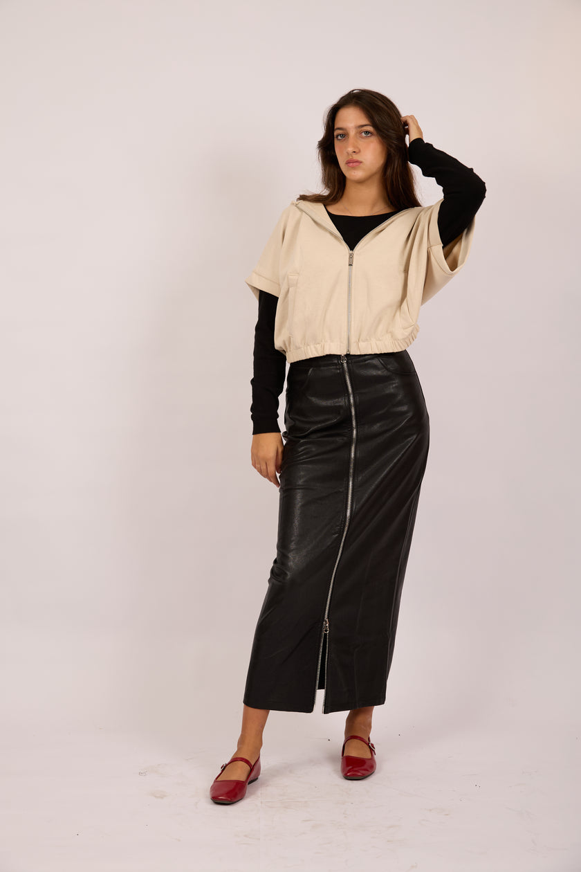 Lina Faux Leather Zip Maxi Skirt