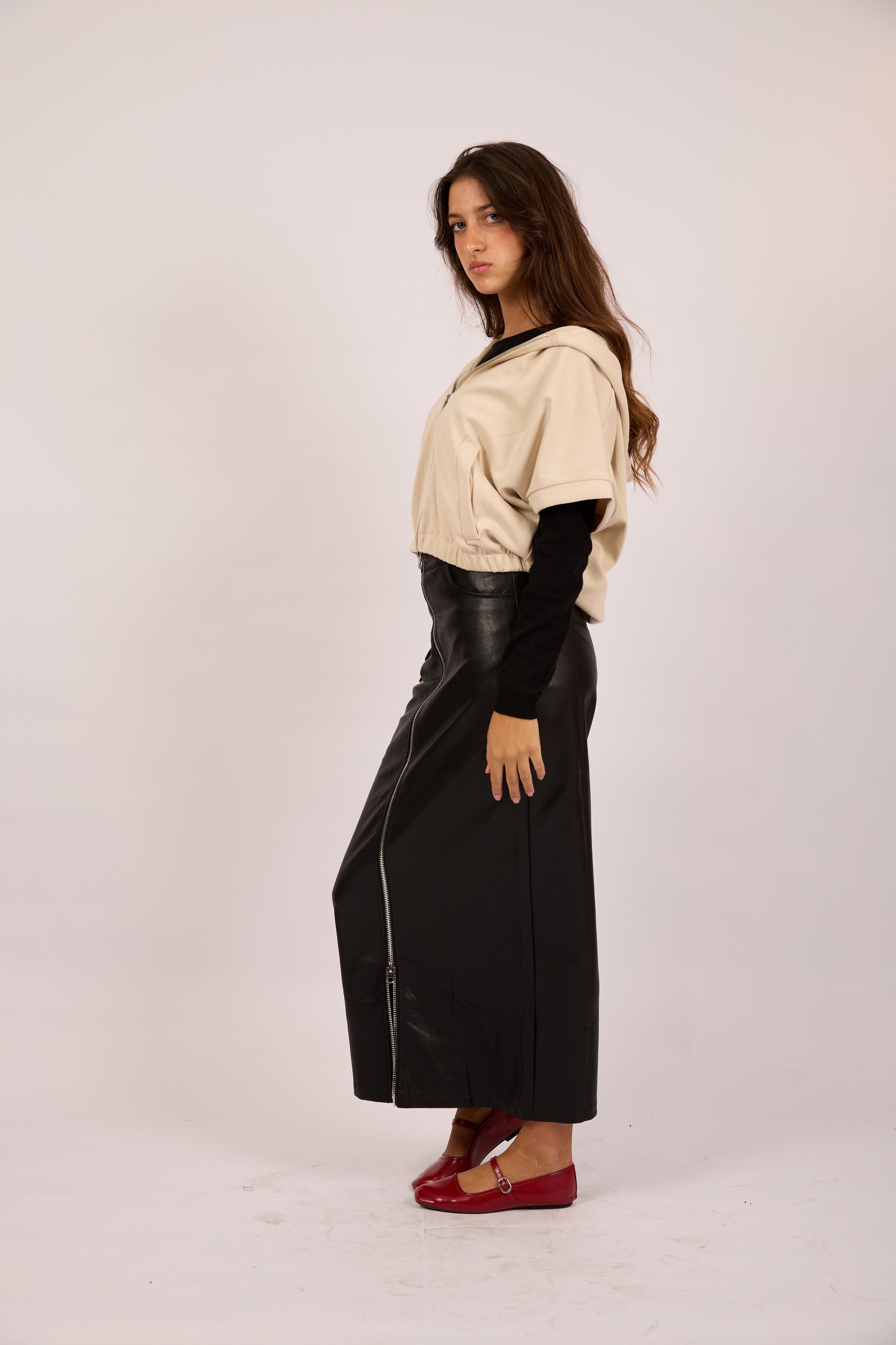 Lina Faux Leather Zip Maxi Skirt