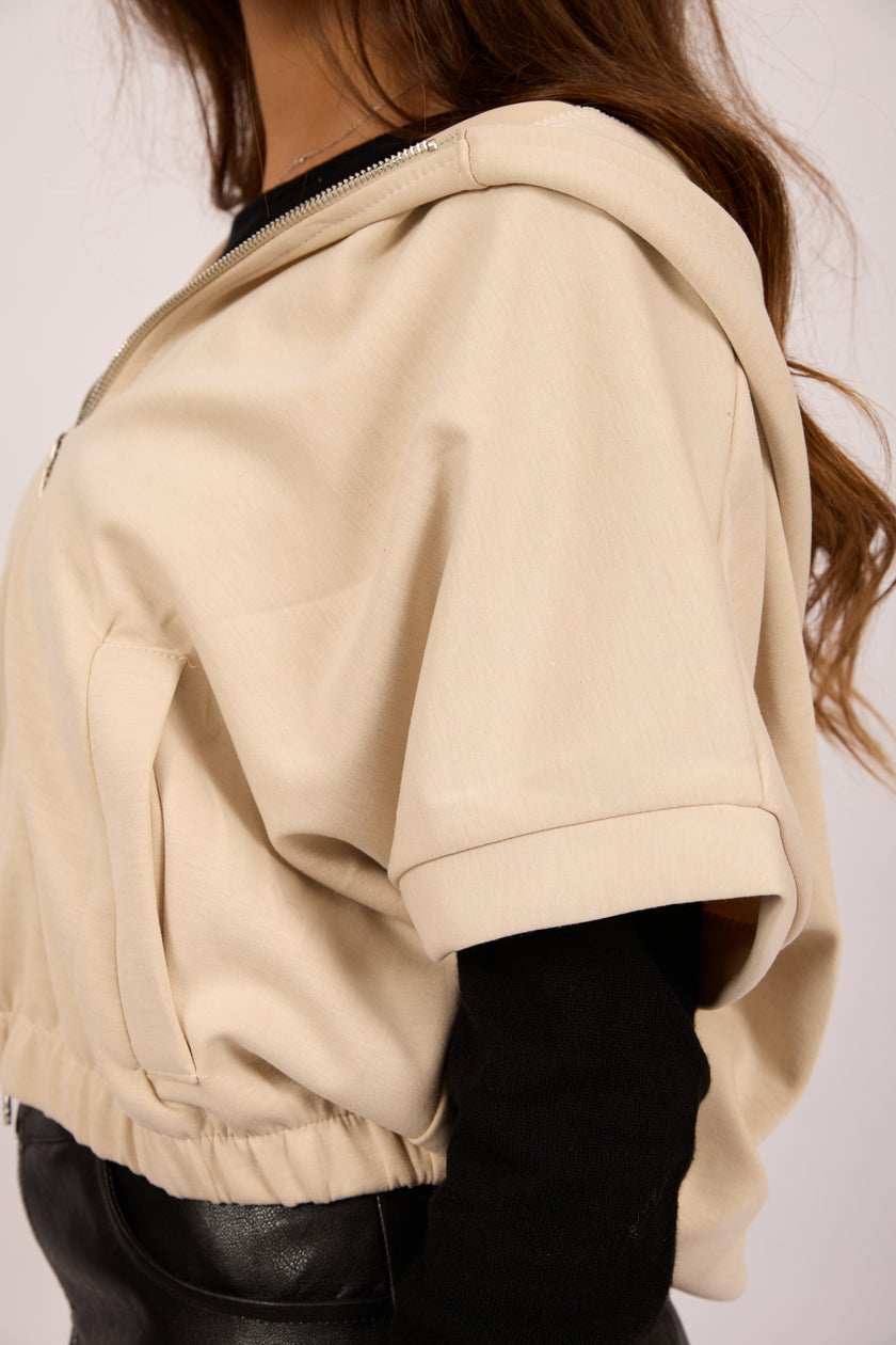 Mila Cropped Hooded Zip Jacket