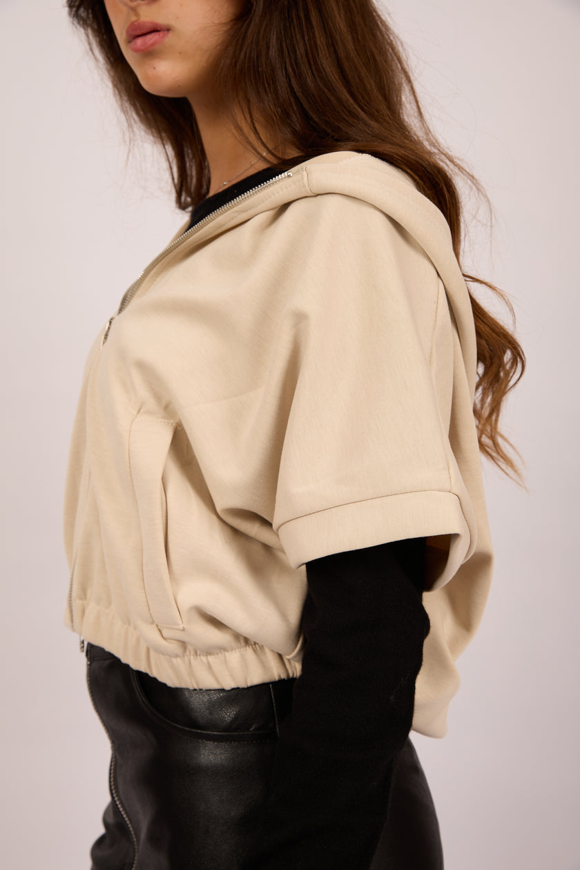 Mila Cropped Hooded Zip Jacket