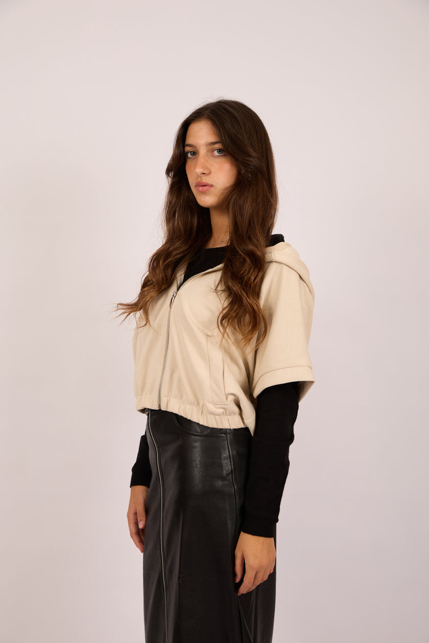 Mila Cropped Hooded Zip Jacket