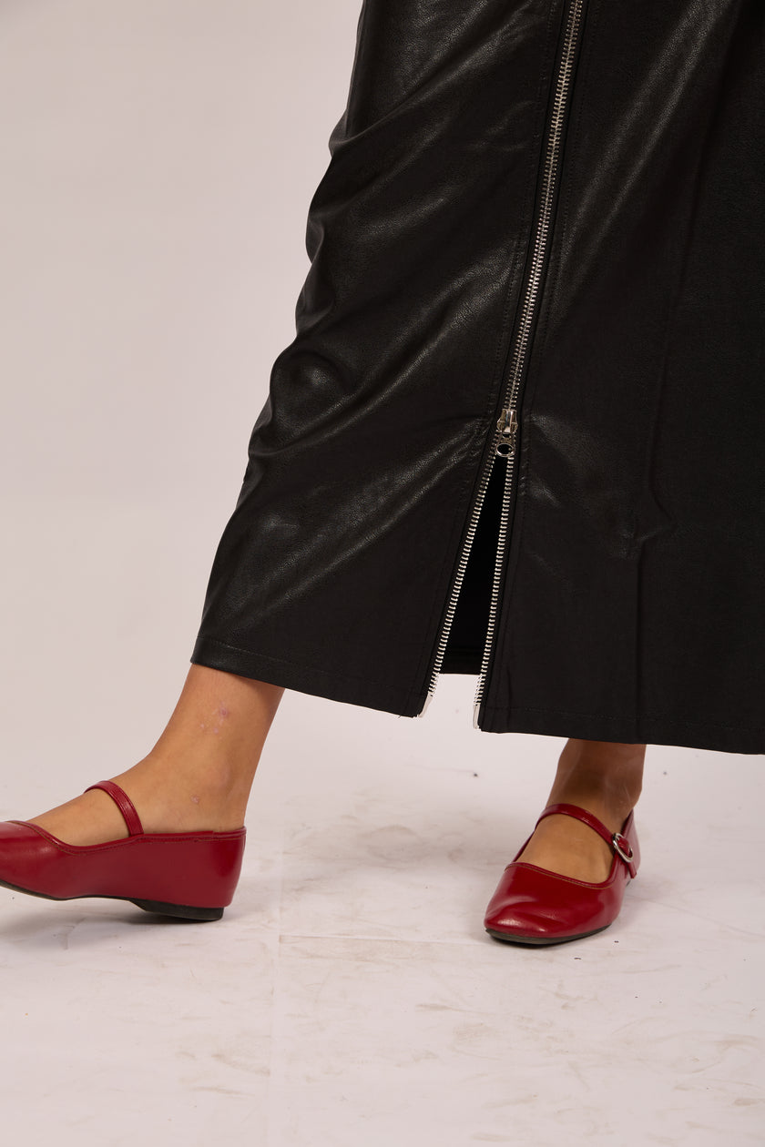 Lina Faux Leather Zip Maxi Skirt