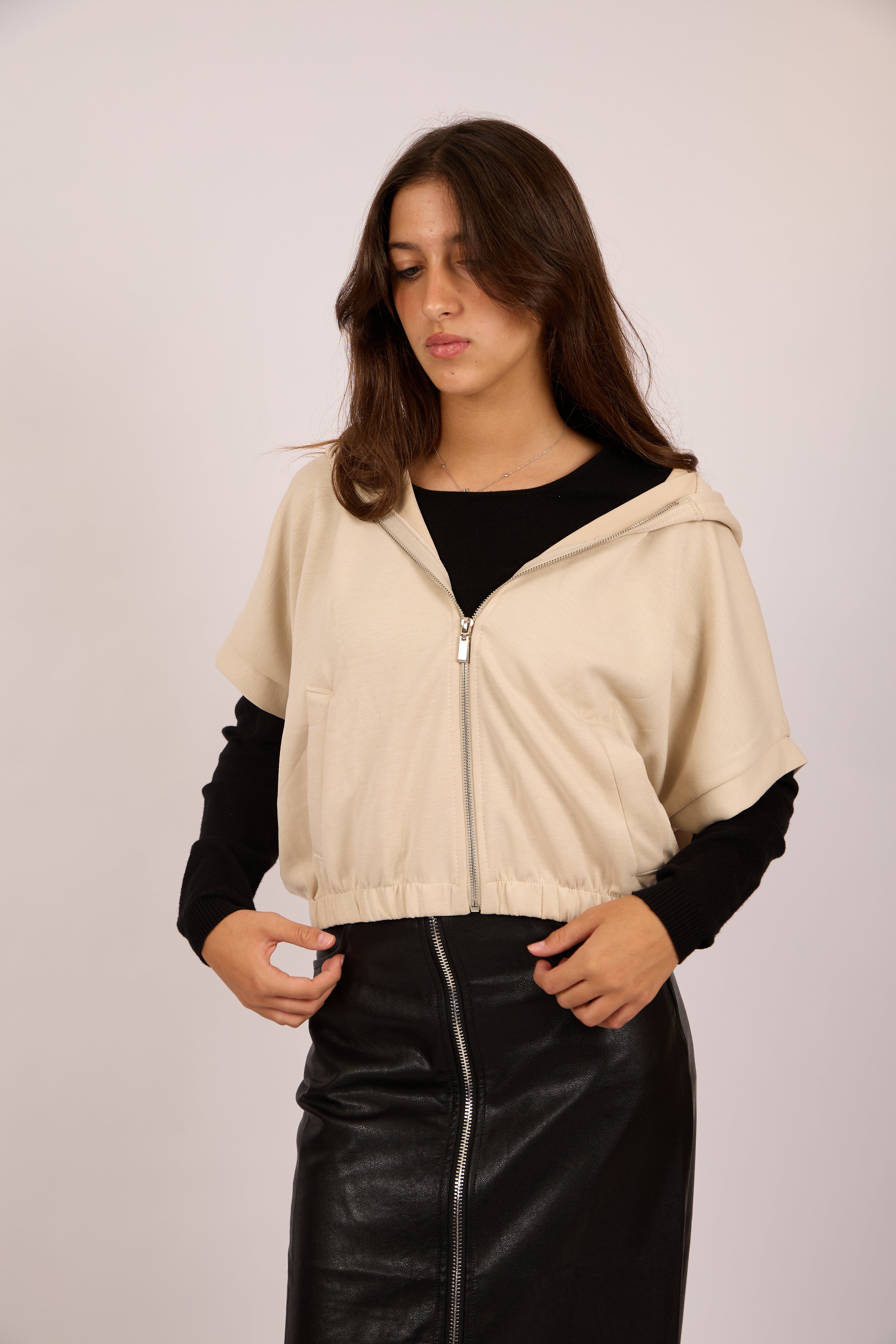 Mila Cropped Hooded Zip Jacket