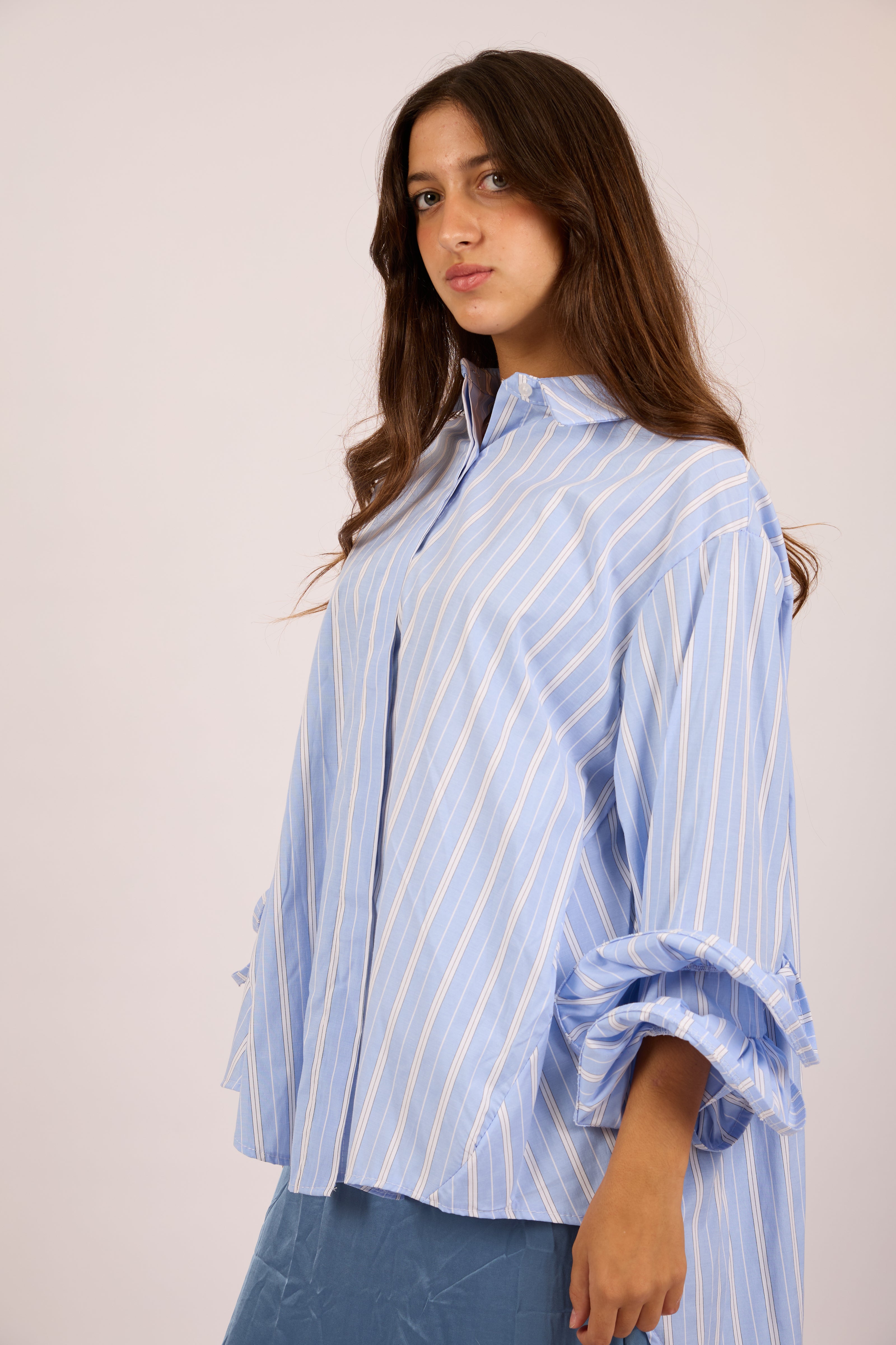 Talia Striped Ruffle Sleeve Shirt