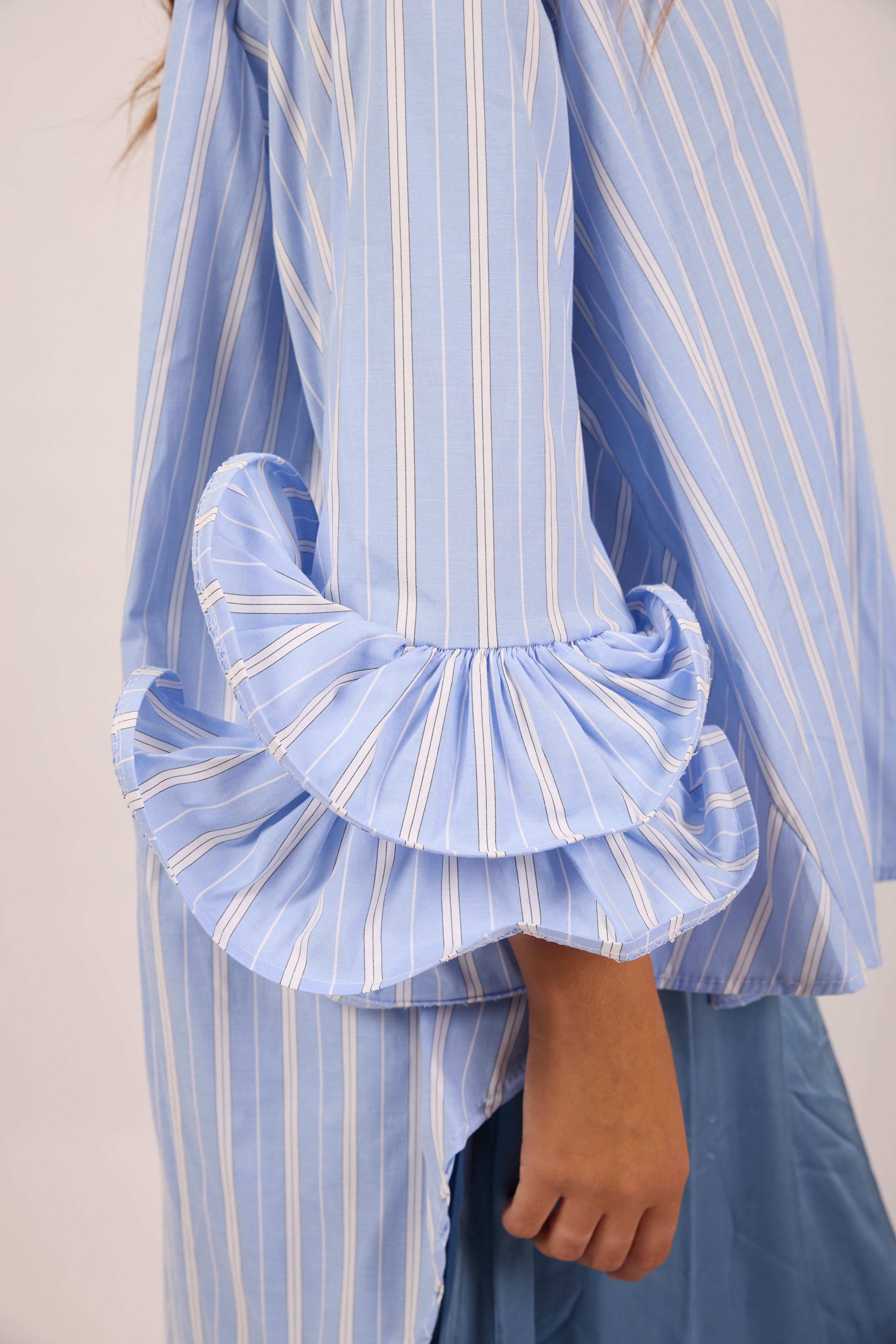 Talia Striped Ruffle Sleeve Shirt