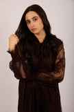 Mira Lace Midi Dress – Chocolate Brown