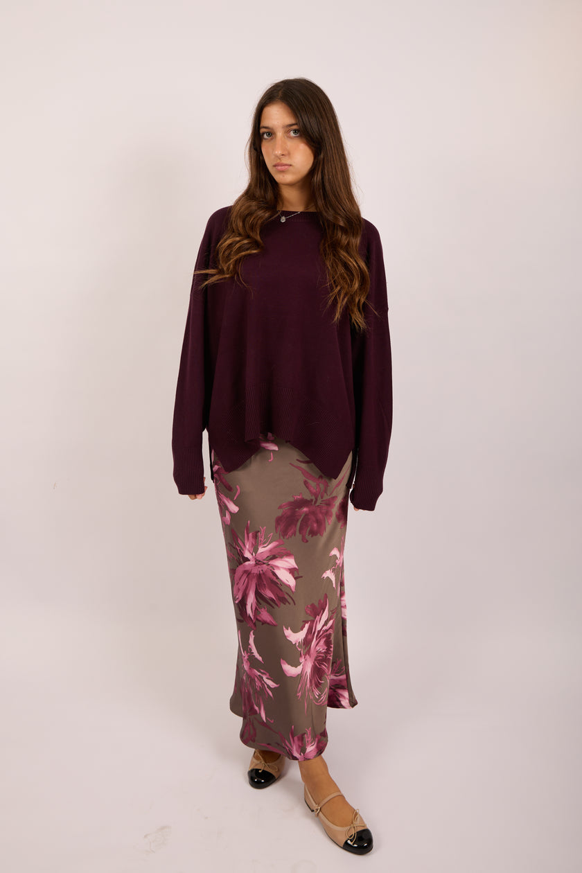 Ava Knit Pullover – Deep Burgundy/Pink