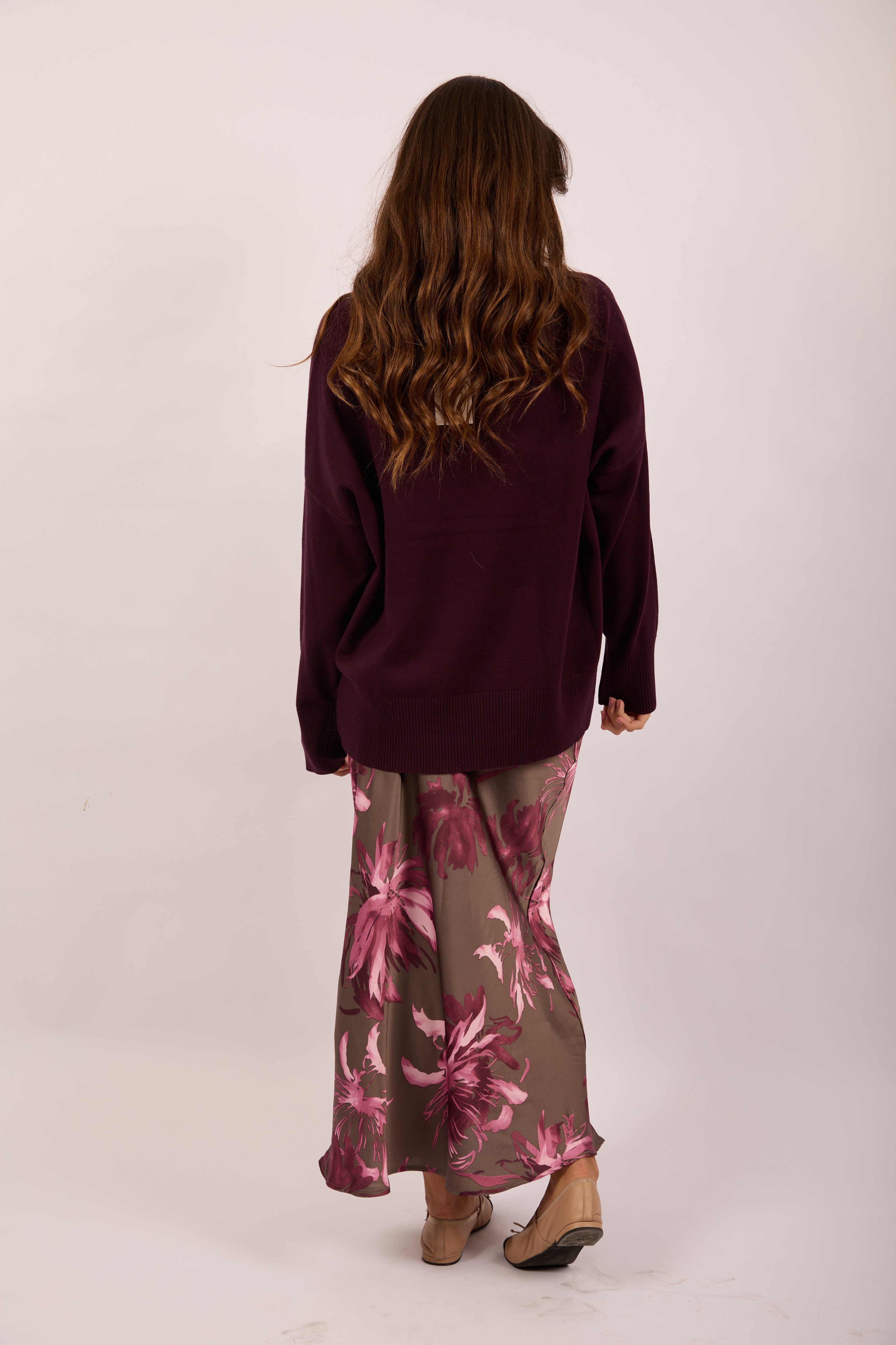 Ava Knit Pullover – Deep Burgundy/Pink