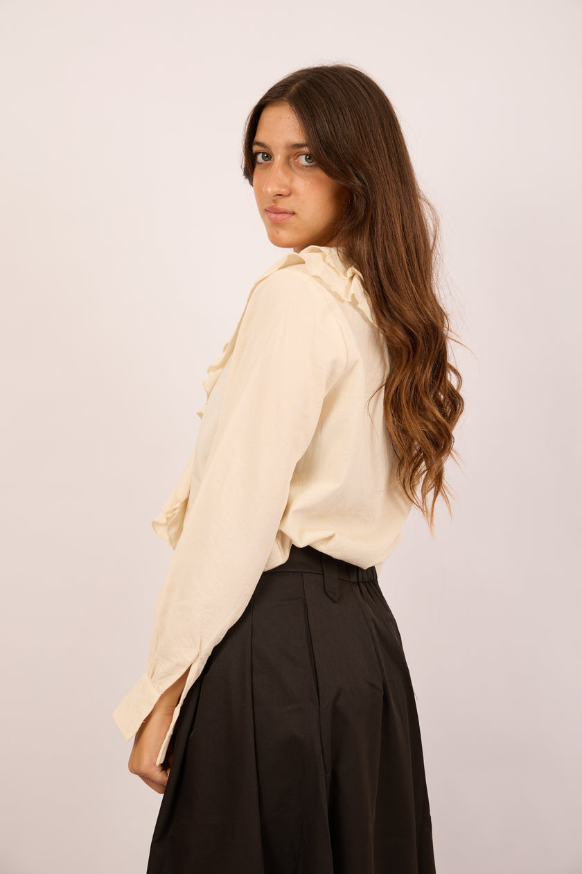 Clara Ruffle Blouse – Cream