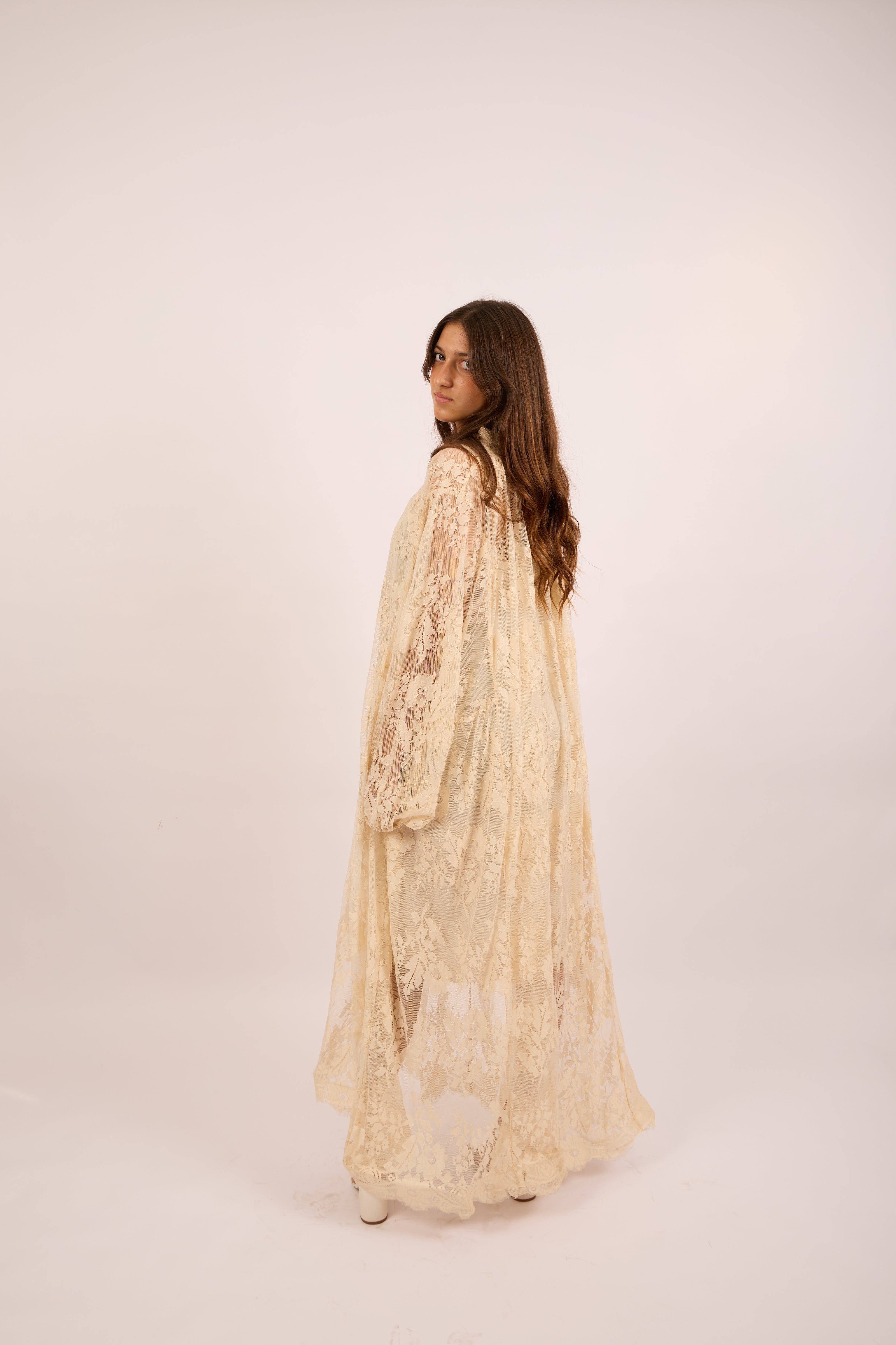 Amira Lace Maxi Dress – Chocolate/Ivory