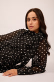 Mila Polka Dot Tie-Neck Dress