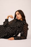 Mila Polka Dot Tie-Neck Dress