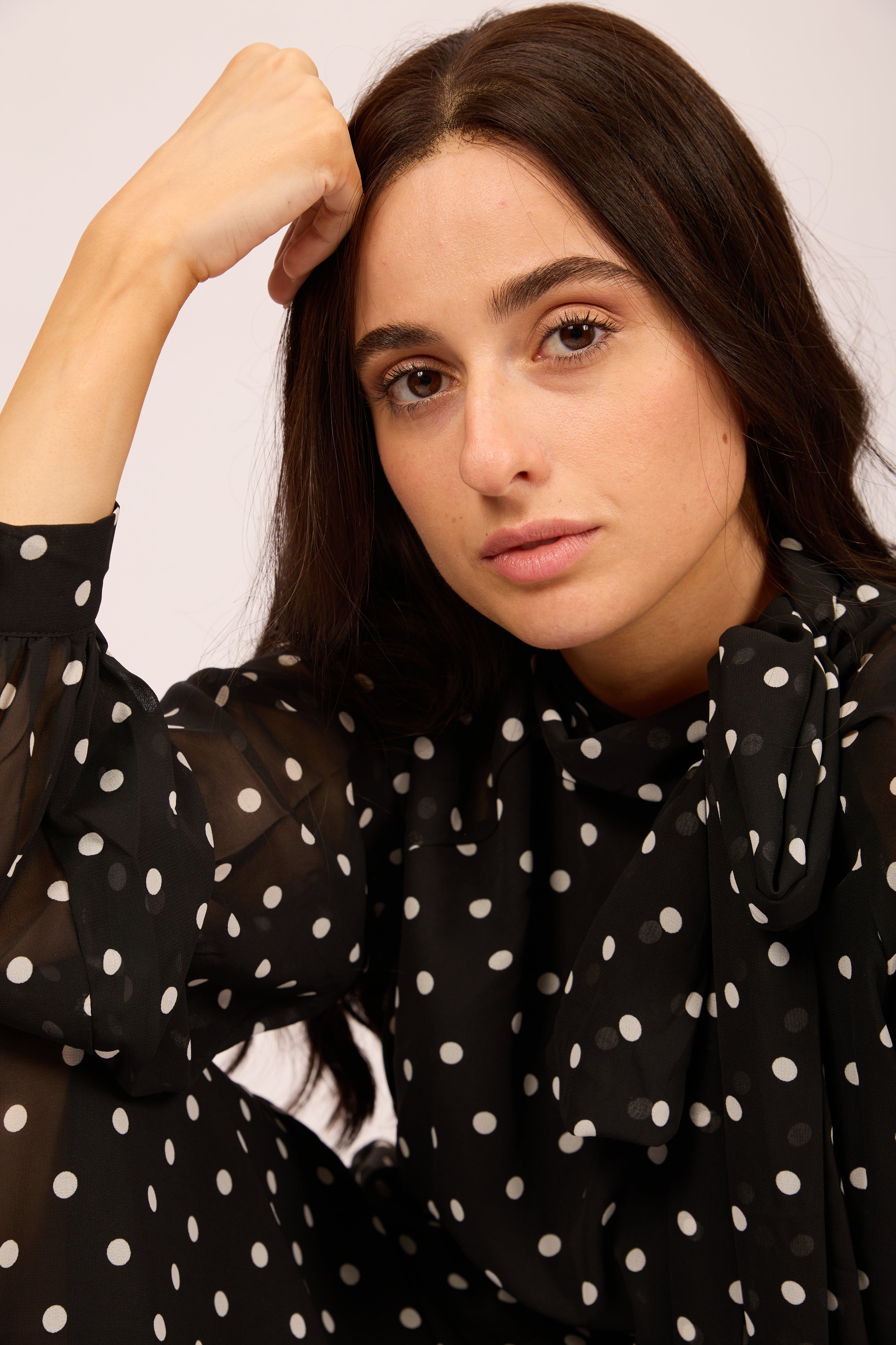 Mila Polka Dot Tie-Neck Dress