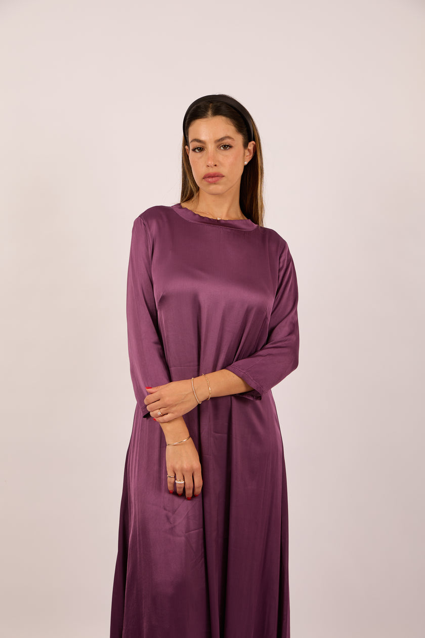 Luna Satin Maxi Dress – Plum