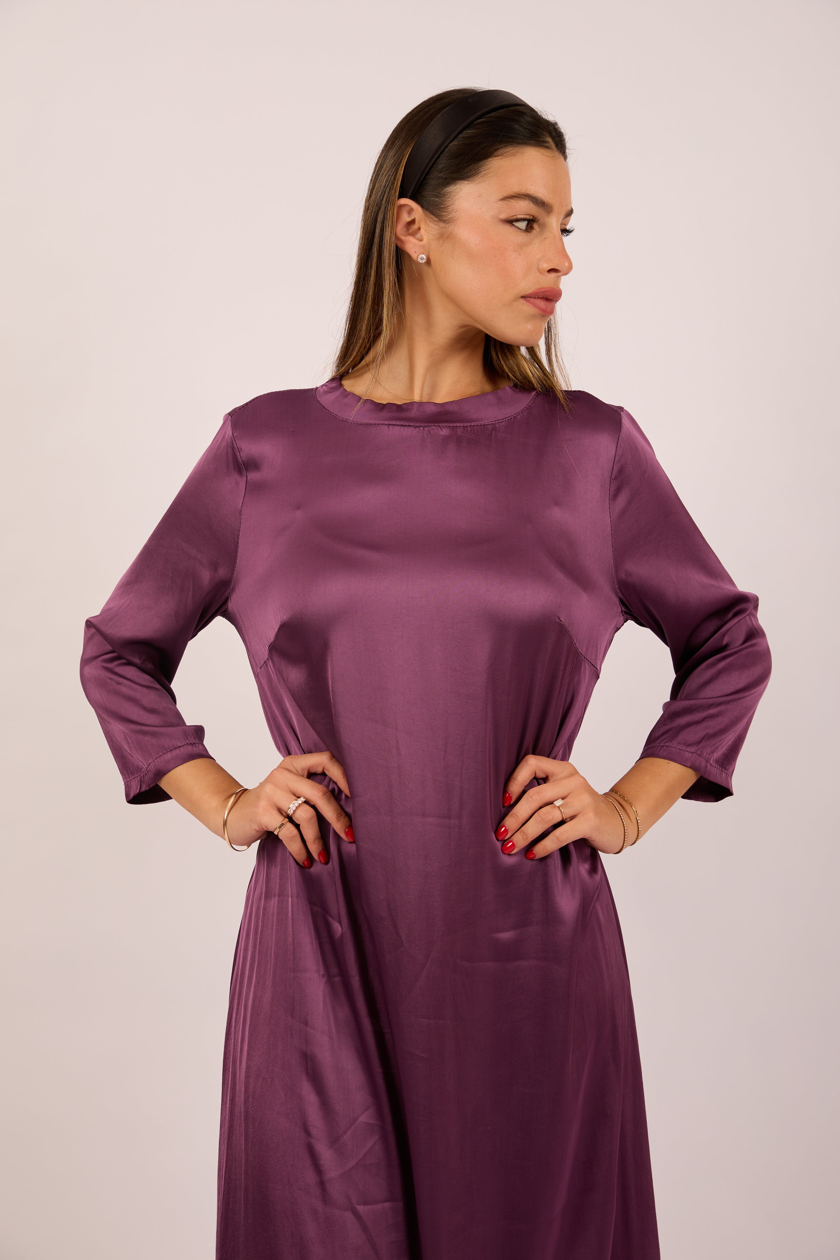 Luna Satin Maxi Dress – Plum