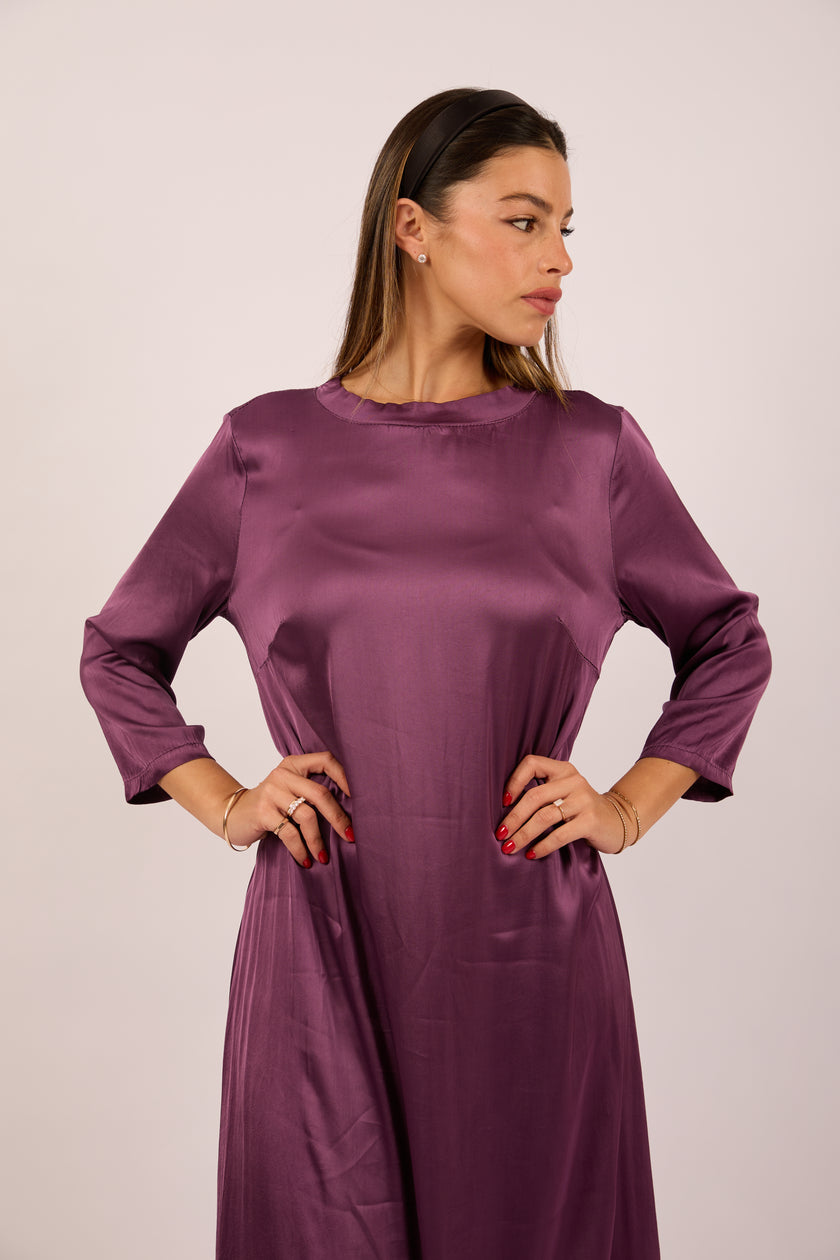 Luna Satin Maxi Dress – Plum