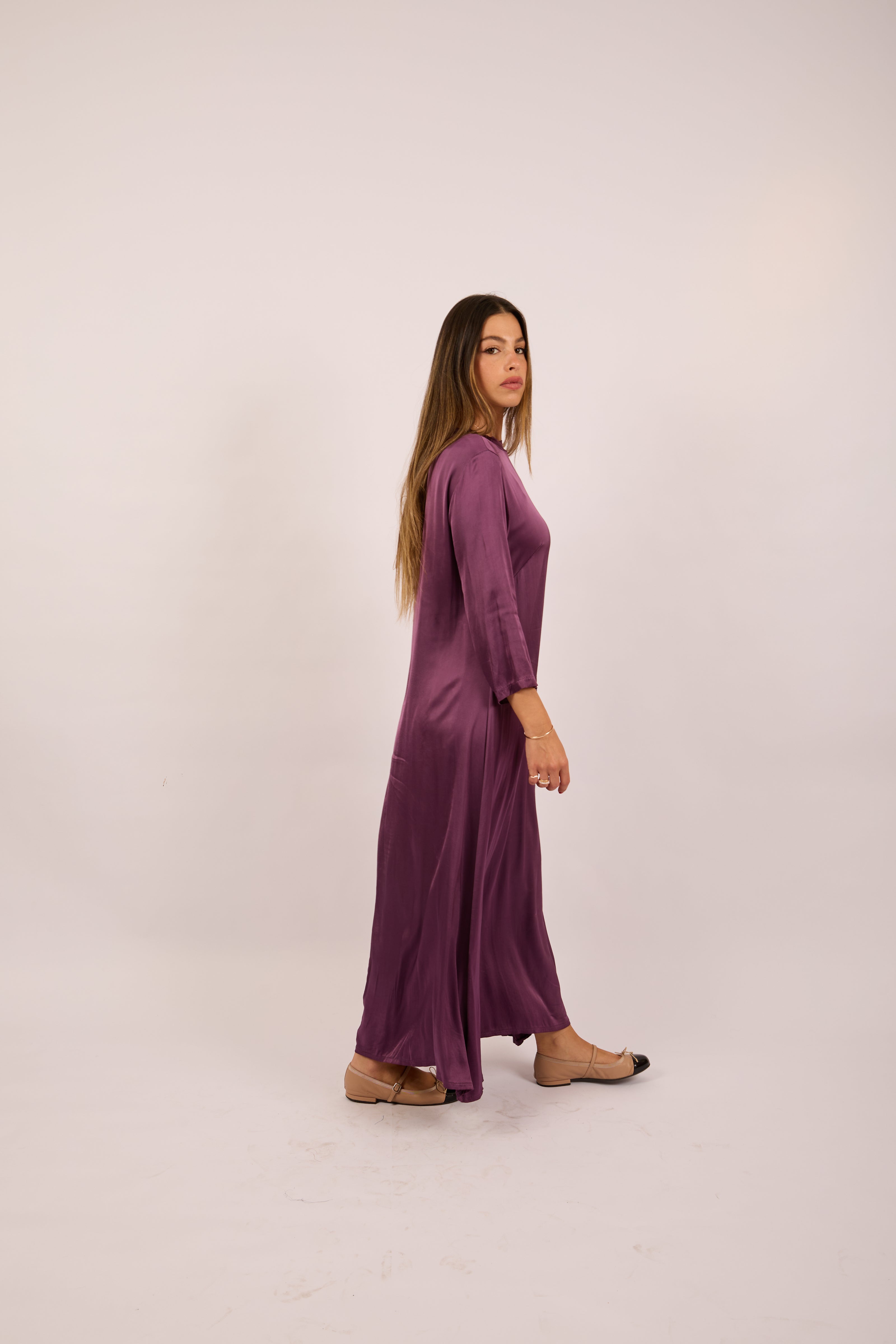 Luna Satin Maxi Dress – Plum