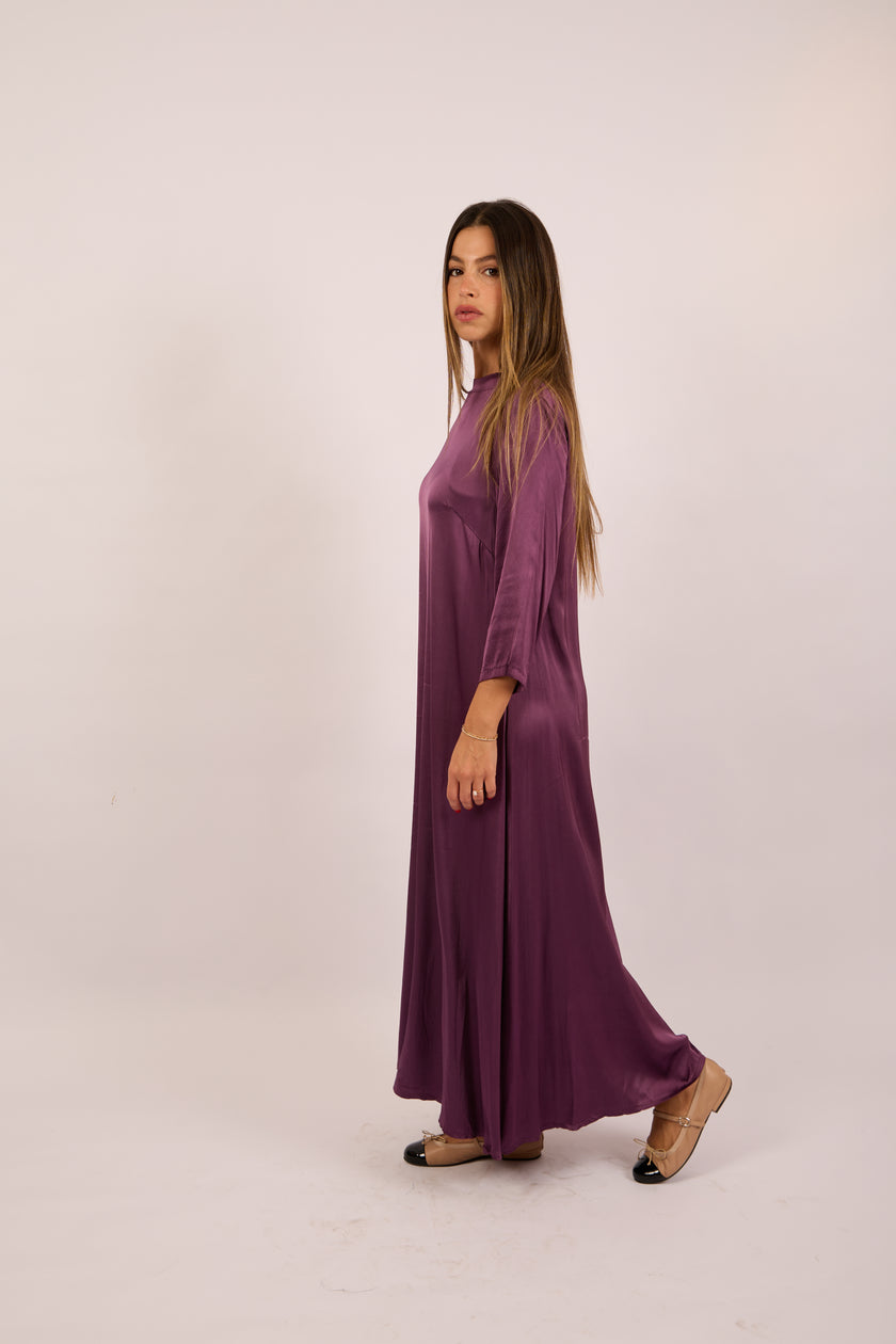 Luna Satin Maxi Dress – Plum